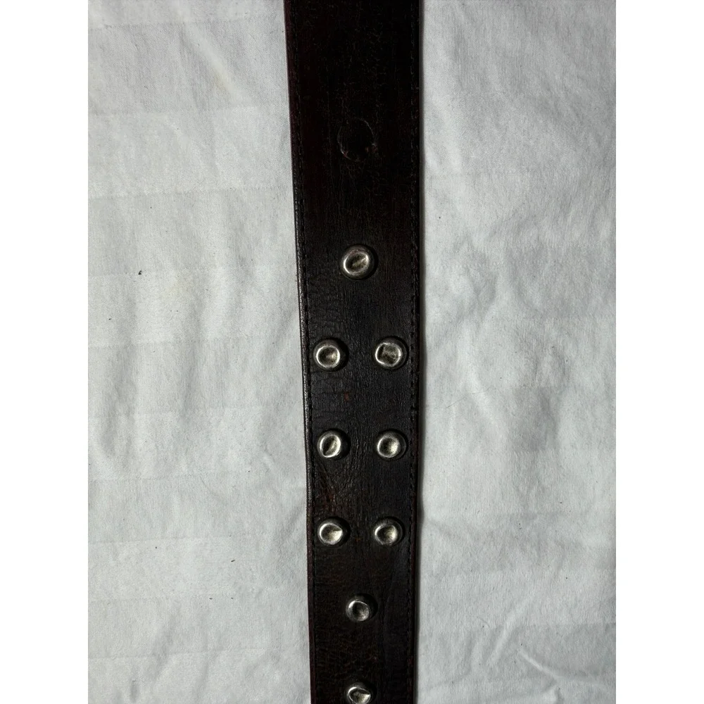 Vintage American Eagle Outfitters Mens Brown Distressed Studded Leather Belt 36